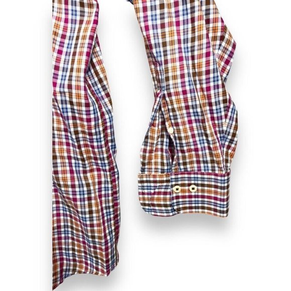 Peter Millar Collection Mens Size XL 100% Cotton Button Down Multi Plaid Shirt - Picture 5 of 9